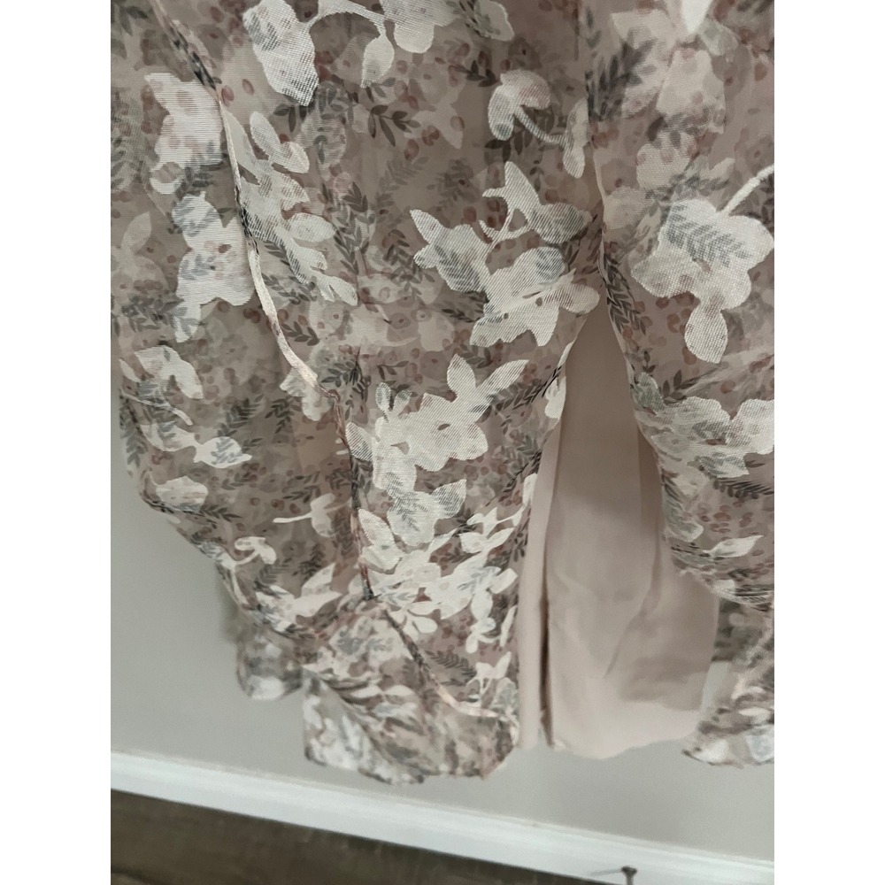 Storia Floral Organza Maxi Dress Puff Sleeve Cutout‎ Waist Small NWT Cottagecore - Picture 11 of 11